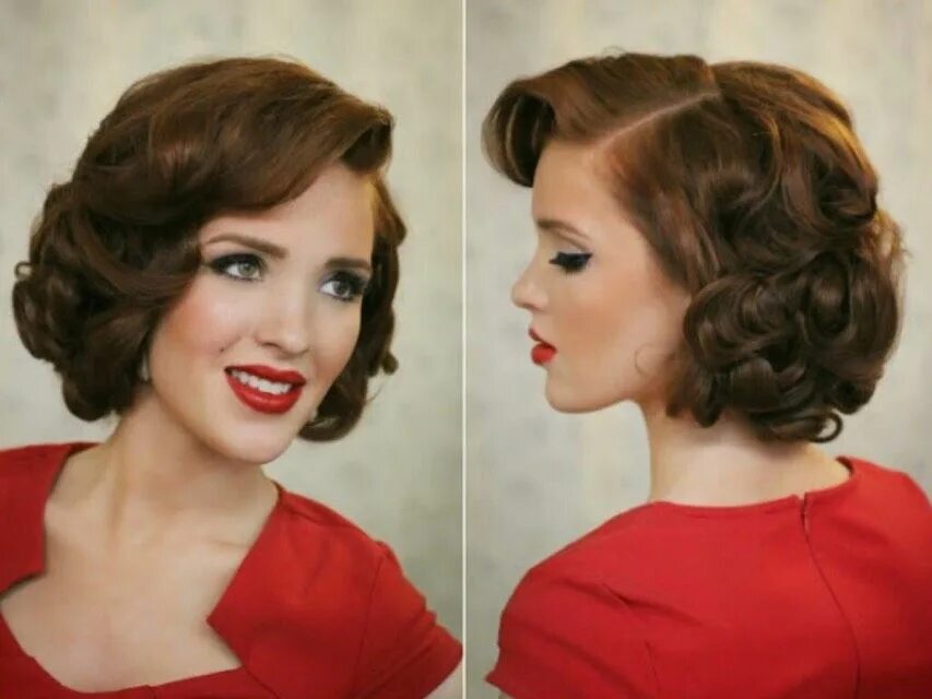 Прическа в стиле 40 годов How To Get Beautiful Pin Curls With A Flatiron! So Easy :) Short wedding hair, 1