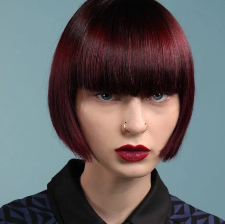 Прическа вишня Black cherry dark red Eclipting color by Aveda artist Heggy Gonzalez. Makeup by 