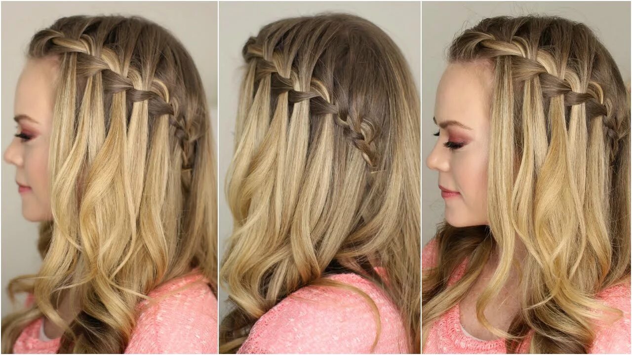 Прическа водопад How to do a Waterfall Braid - YouTube