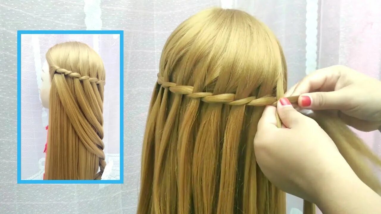 Прическа водопад для девочки Simple Waterfall Hair Braid for School Kepang rambut air terjun sederhana untuk 