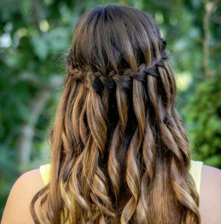 Прическа водопад на длинные Halboffene Frisur Waterfall braid hairstyle, French braid hairstyles, Hair style