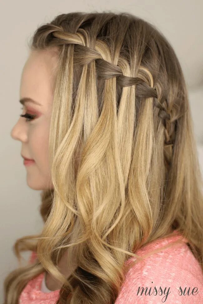 Прическа водопад на короткие How to do a Waterfall Braid Waterfall braid hairstyle, Straight hairstyles, Down