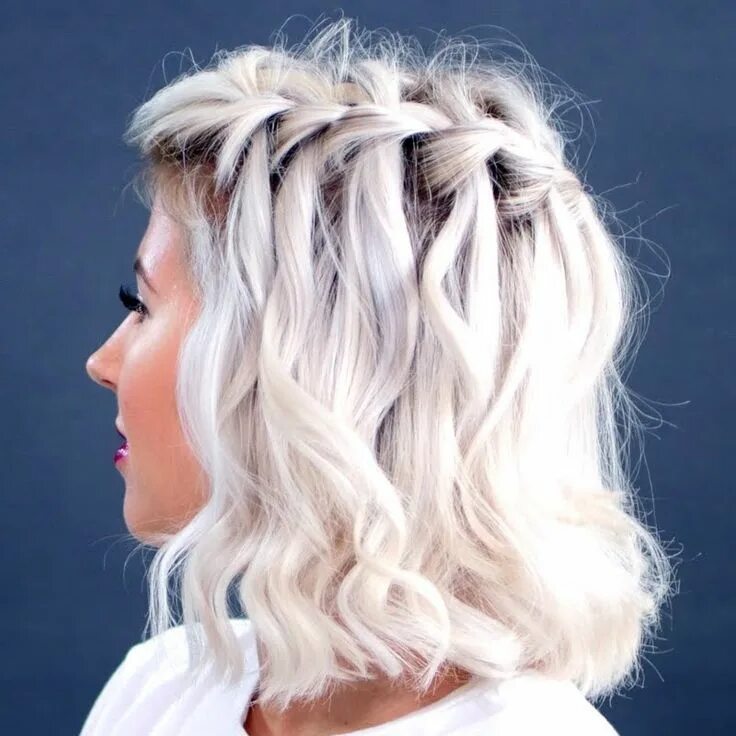 Прическа водопад на короткие волосы How To Waterfall Braid Short Hair Messy short hair, Prom hairstyles for short ha