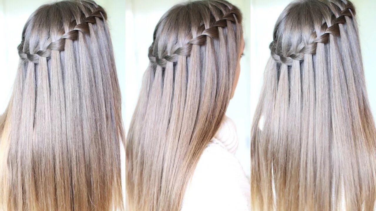 Прическа водопад на средние волосы Waterfall Braid Tutorial for Beginners DIY Waterfall Braid Tutorial Braidsandsty