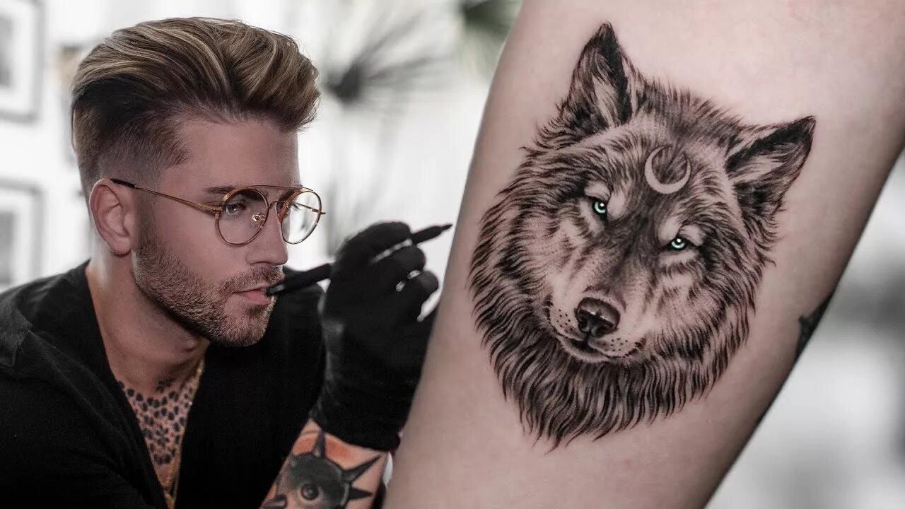 Прическа волк мужская MICRO WOLF TATTOO TIME LAPSE - YouTube