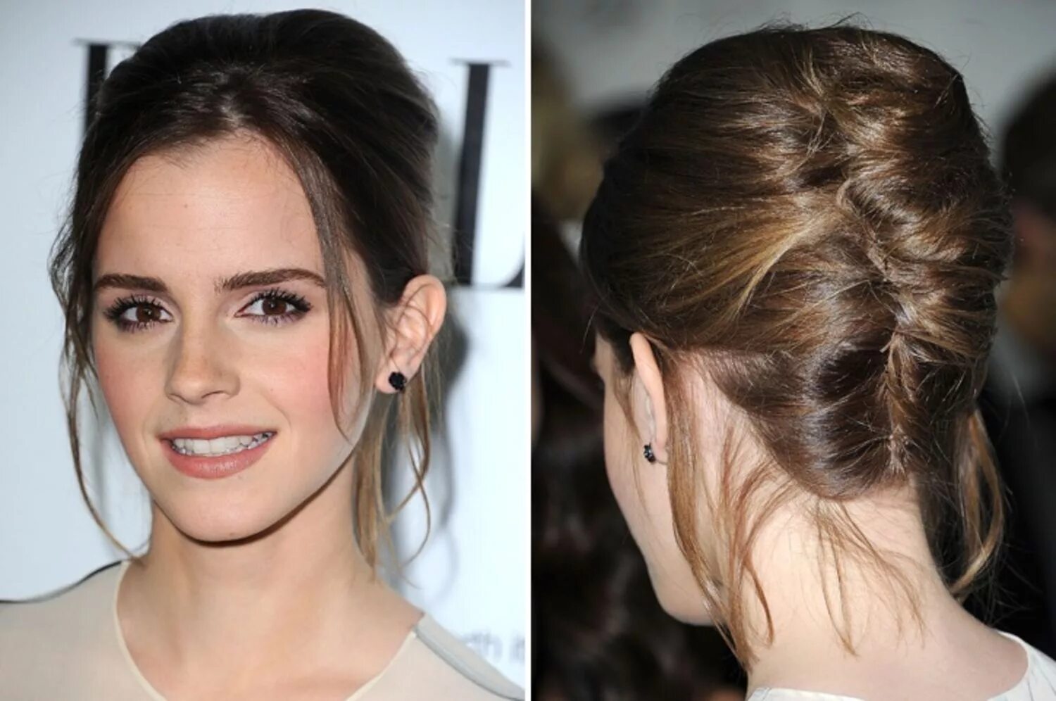 Прическа волосы лица Saturday-Night Hair: How to DIY Emma Watson's Pretty Updo French twist hair, Nig