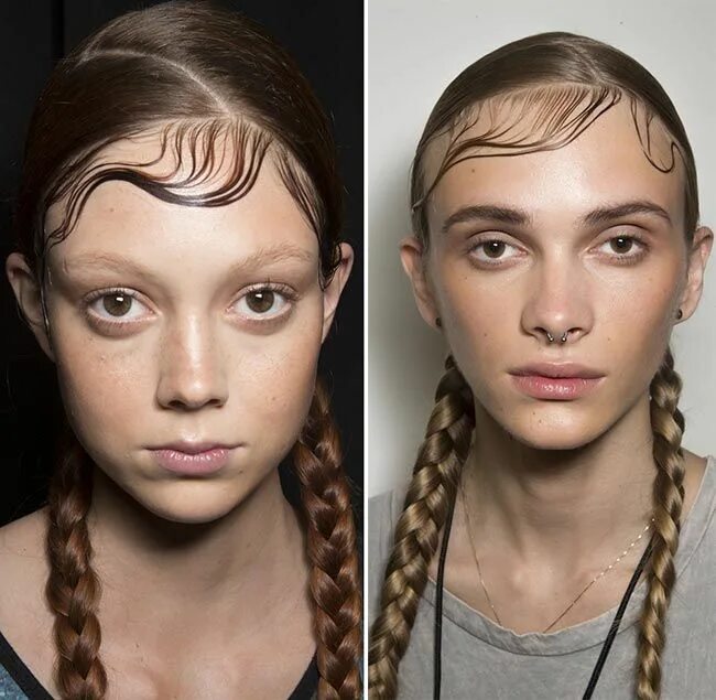 Прическа волосы на лбу spring_2015_braided_hairstyles_from_runway_DKNY_braids Sporty hairstyles, Medium