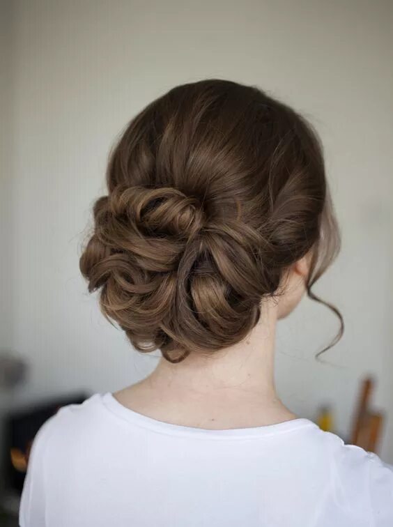 Прическа волосы собраны в пучок Beautiful Brides Hair and Makeup Service by Justina Sullivan Bride hairstyles, L