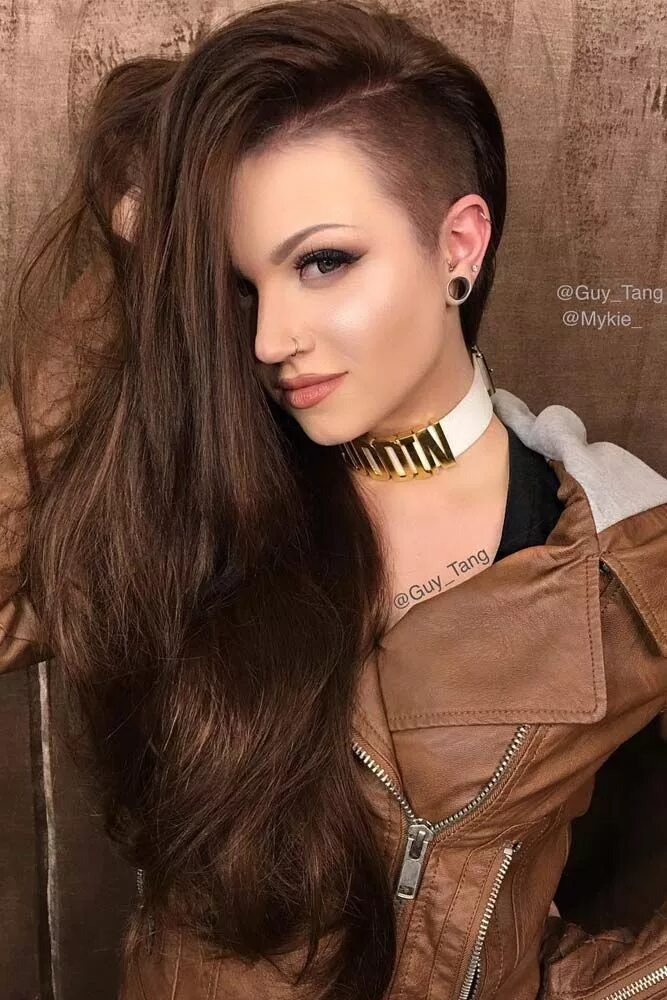 Прическа выбритый висок на длинные волосы 42 Everyday Cute Hairstyles for Long Hair Undercut long hair, Half shaved hair, 