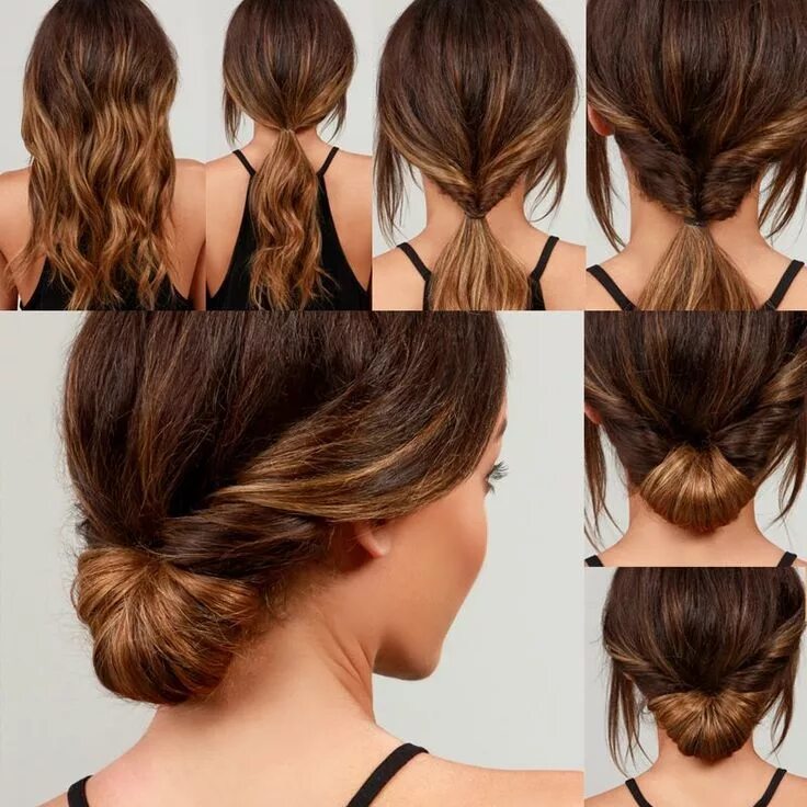 Прическа за 5 минут на средние волосы How To Do The Easiest Chignon Bun Hairstyle - Lulus.com Fashion Blog Hair tutori