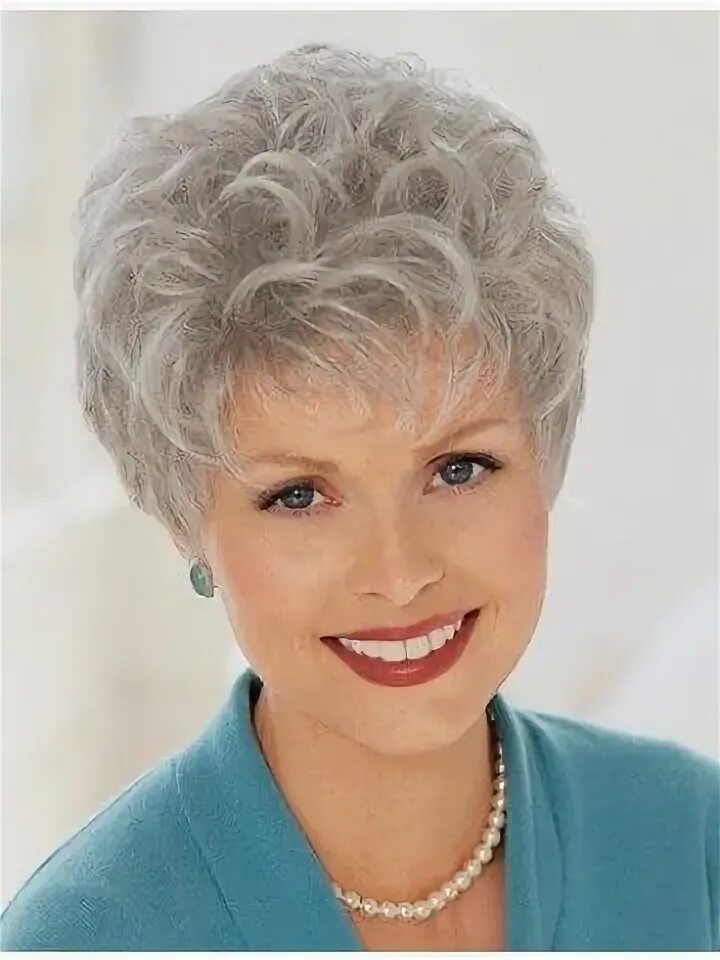 Прическа женщине 65 лет Ladies Short Curly Grey Wig Short hair wigs, Short hair styles, Short silver hai