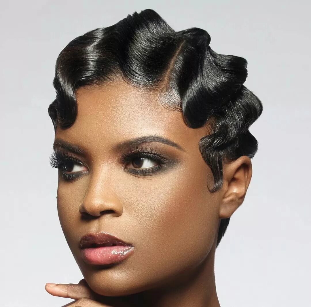 Прическа женская волны Black hair design Finger waves short hair, Hair waves, Finger wave hair