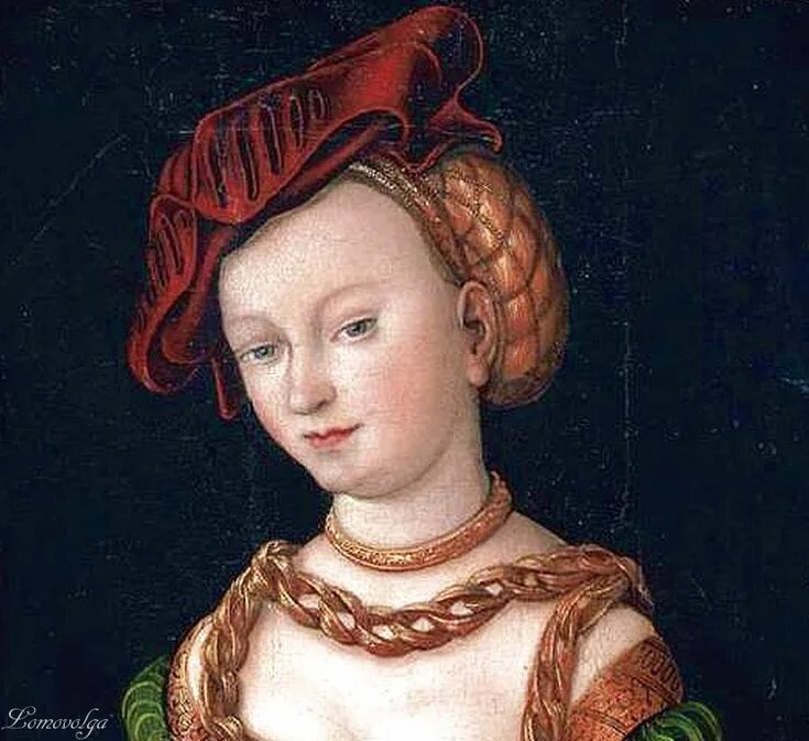 Прически 15 века женские Lucas Cranach d. Ä. and his workshop A Young Woman. 1525 German costume, Portrai