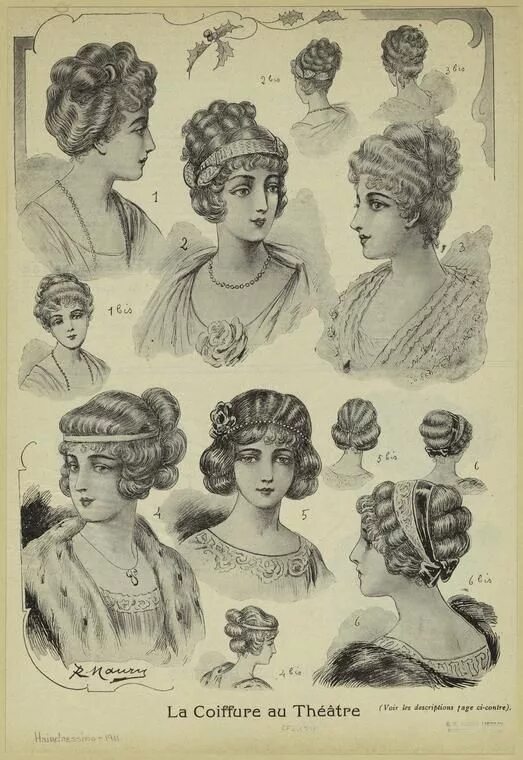 Прически 1800 годов coiffure au theatre 1911 Vintage hairstyles, Edwardian hairstyles, Historical ha