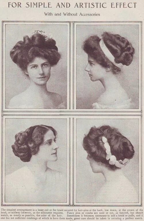 Прически 1917 год Edwardian Era hairstyles had to be big and poufy to hold the enormous hats the E