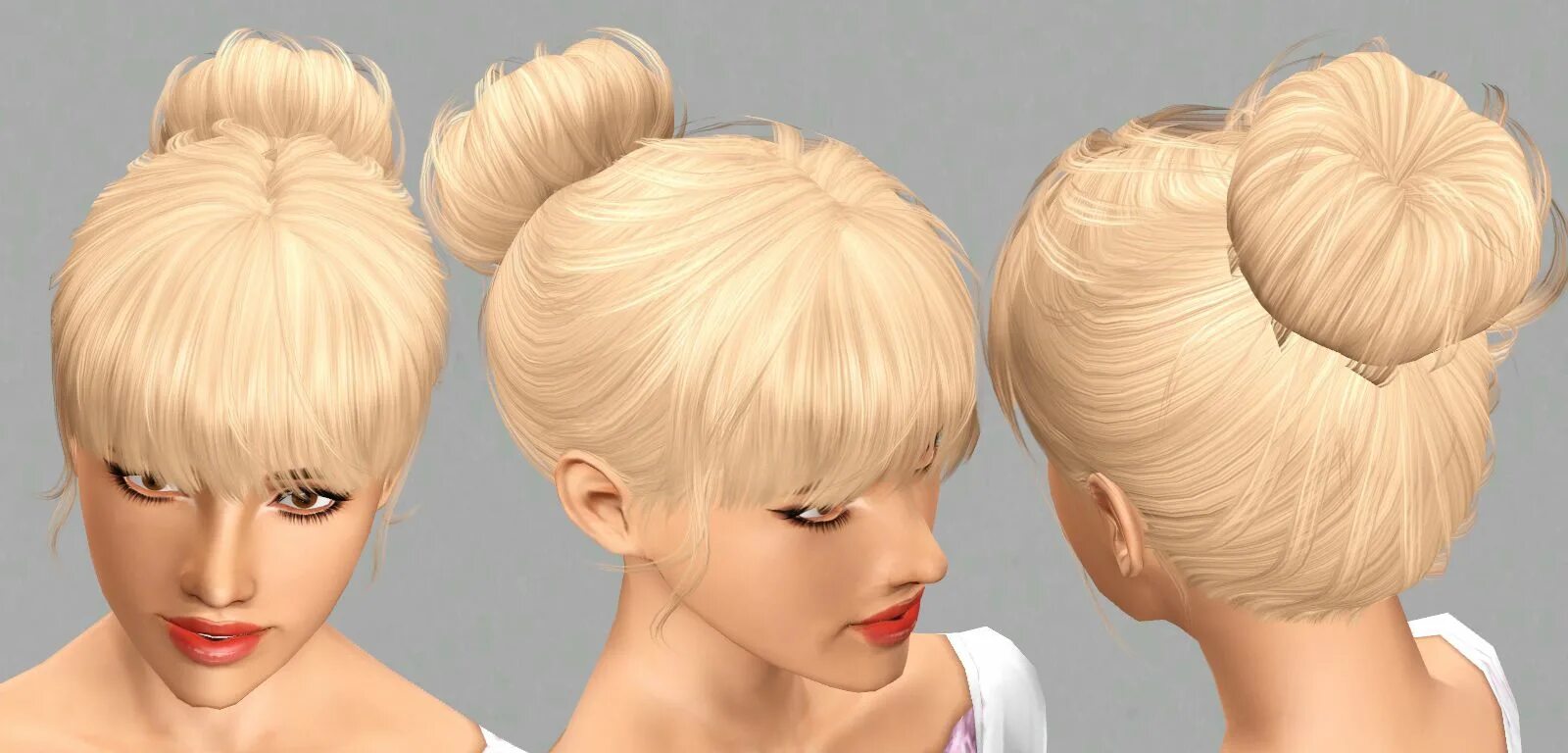 Прически 3 4 S-Club N3 Retexture Hair styles, Bun hairstyles, Sims 3