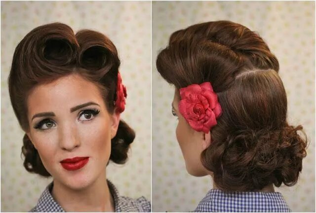 Прически 50 годов как сделать The Freckled Fox : Modern Pin-up Week: #2 - Pin-up Victory Rolls Retro hairstyle