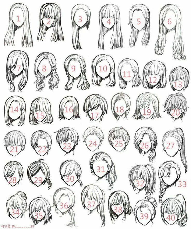 Прически аниме длинные челки 40 Hairstyles To Improve Your Drawing. Bocetos, Bocetos artísticos, Dibujo de la