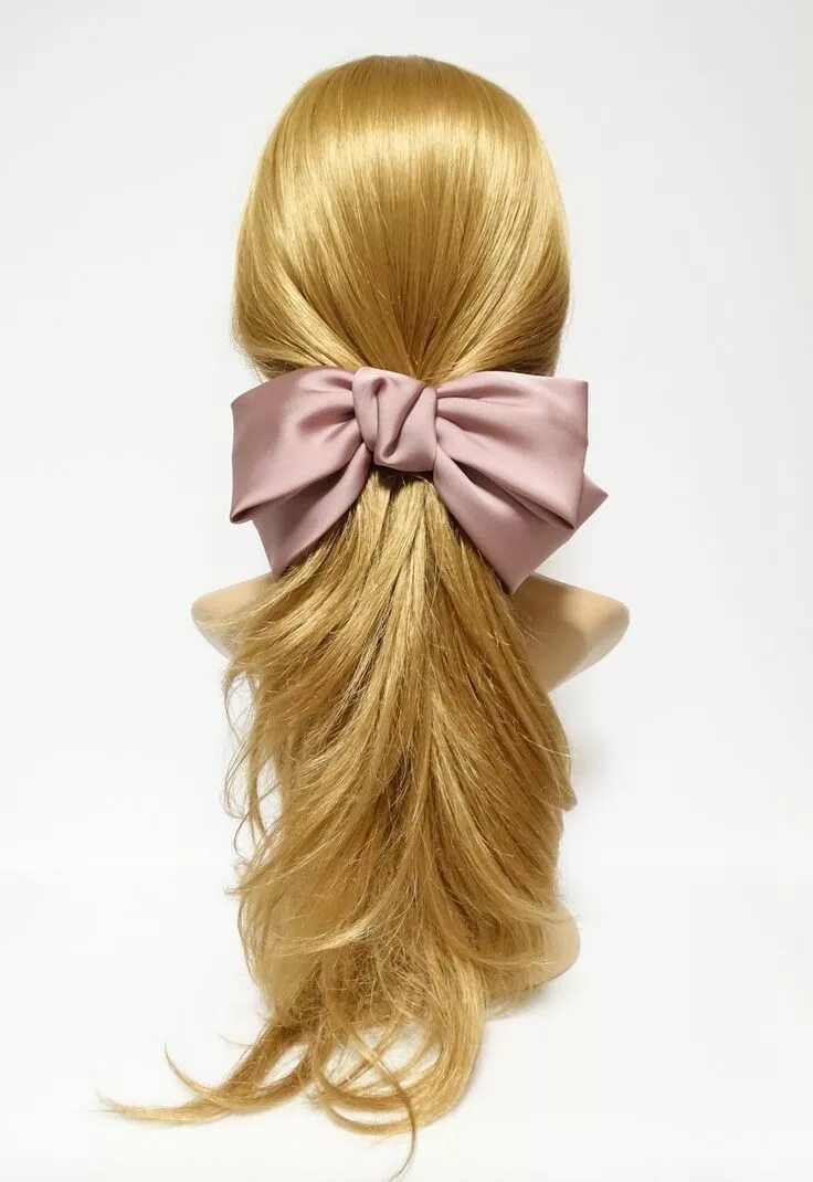 Прически бантиком на длинные волосы Big satin hair bow french hair barrette for Women Hair bows, Hair barrettes, Big