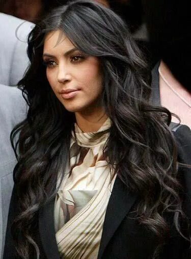 Прически брюнеткам длинные Glamorous Long Body Wave Kim Kardashian Hairstyle Lace Front Human Hair Wig 20 I