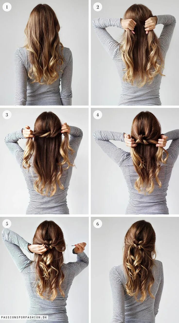 Прически быстро фото #easy hairstyles #hairstyle #hairstyles #hairstyles for short hair #knot #tie #w