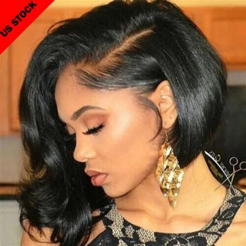 Прически черных волос Short Bob Straight Wig Brazilian Remy Human Hair Lace Front Wigs For Black Women