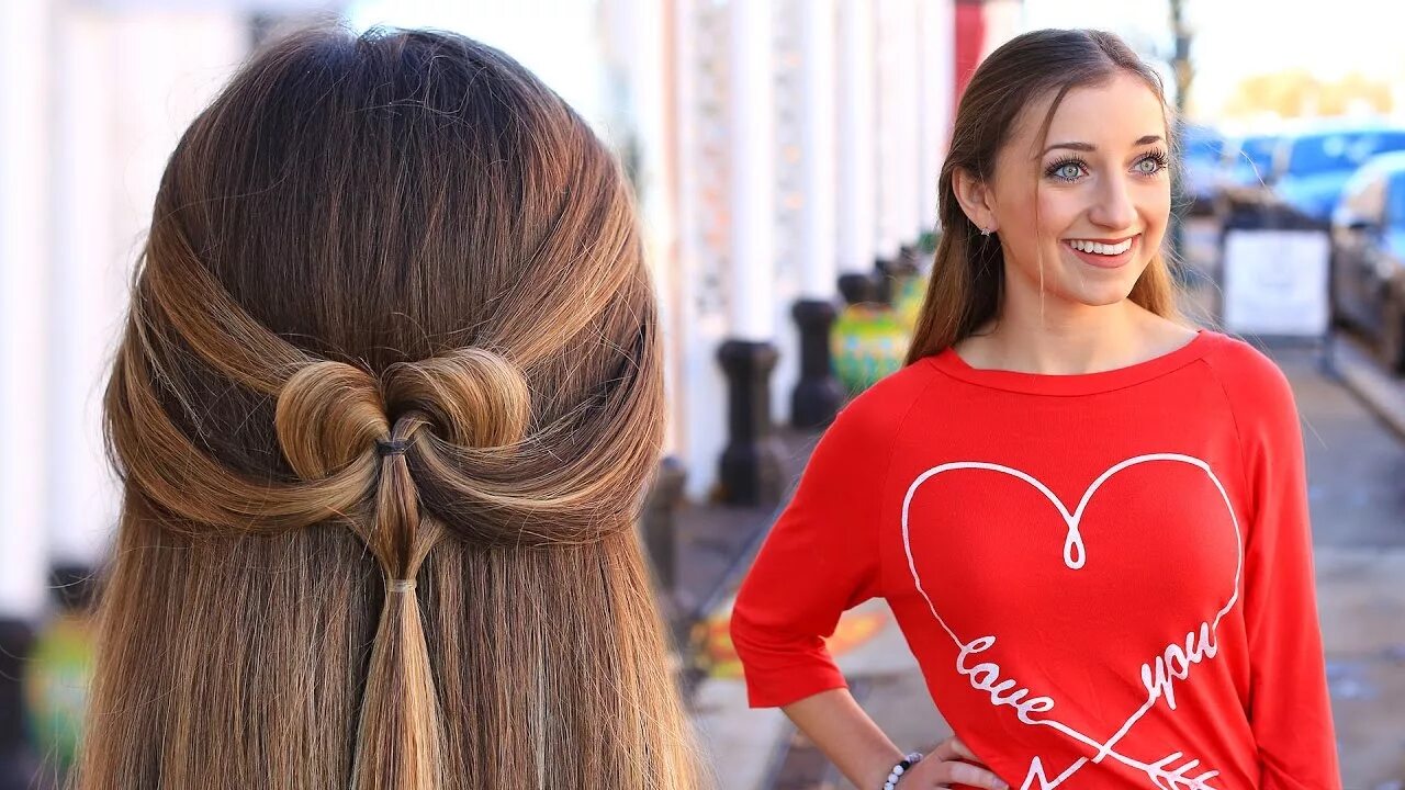 Прически день девушек How to Create a Pancaked Heart Half-Up Hairstyle Valentine's Day Hairstyles - Yo