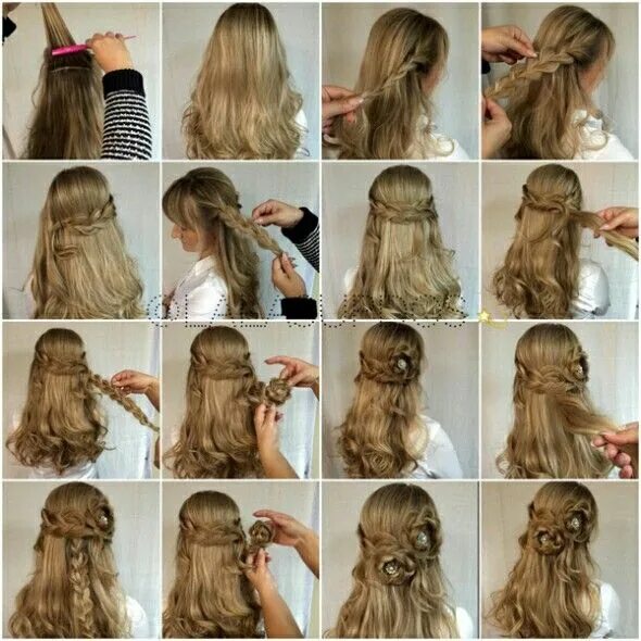 Прически длинные волосы поэтапно девочек Floral Half Up do Down hairstyles, Half up half down hair, Hair styles 2017