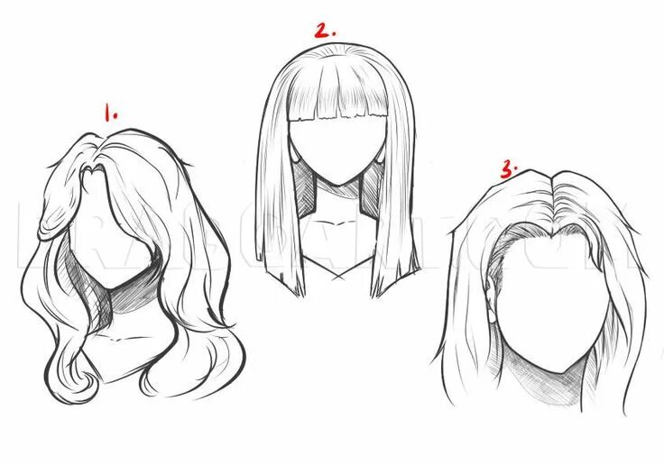 Прически длинные волосы рисунок How To Draw Long Hair, Step by Step, Drawing Guide, by Dawn dragoart.com How to 