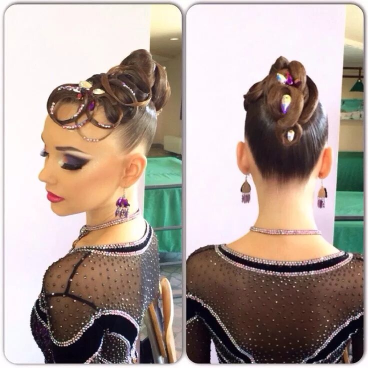 Прически для бальных танцев для девочек юниоры #Ballroom #Hair #dancesport #crystals Прическа для конкурса, Прически, Танцеваль