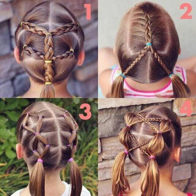 Прически для девочек для начинающих Braid Hairstyles for Kids Hair styles, Girl hair dos, Kids braided hairstyles