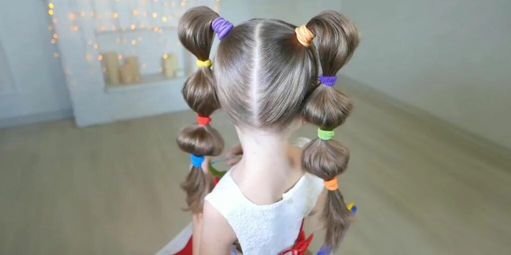 Прически для девочек хвосты легкие Объёмные хвостики с резинками Kids hairstyles, Hair styles, Hair wrap