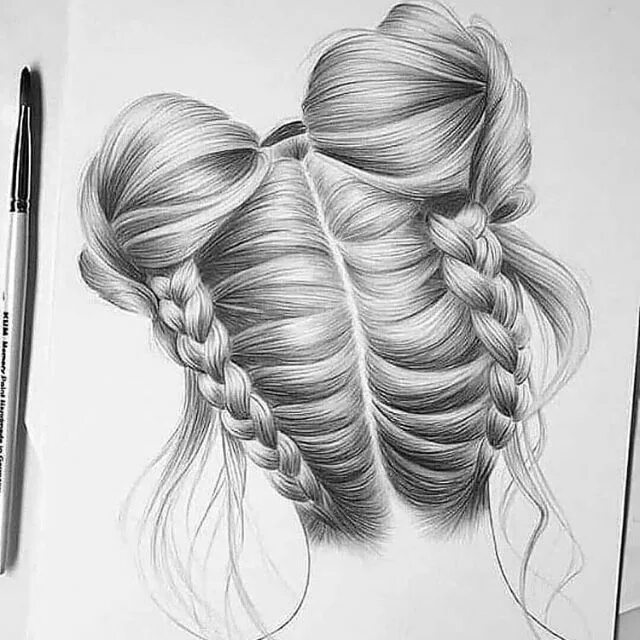 Прически для девочек нарисованные карандашом Pin on Disegno How to draw hair, Drawing hair tutorial, Animal portraits art