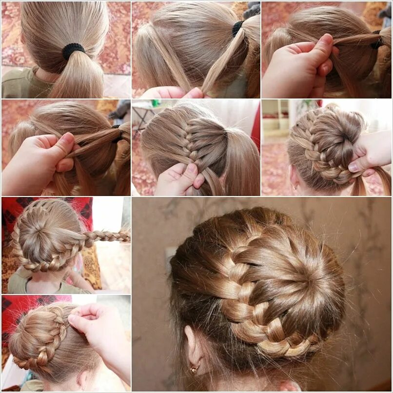 Прически для девочек плести This Woven Braid Around Ponytail Flechtfrisuren dutt, Geflochtene frisuren, Fris