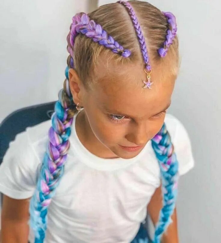 Прически для девочек с косичками цветными Pin on Peinados para las princesas de la casa. Kids hairstyles, Kids braided hai