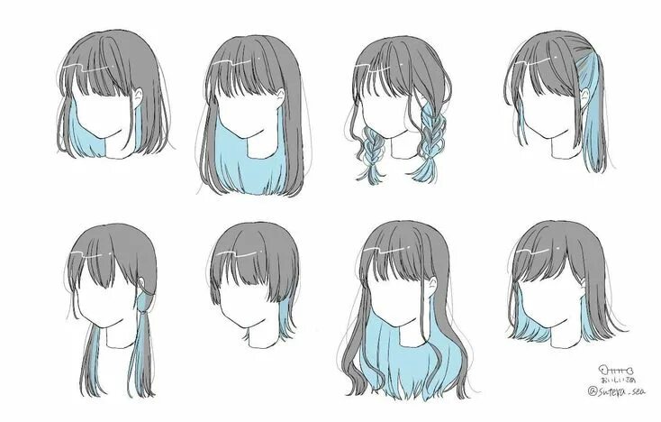 Прически для девочек срисовка Референс волосы Disegno dei capelli, Come disegnare anime, Capelli negli anime