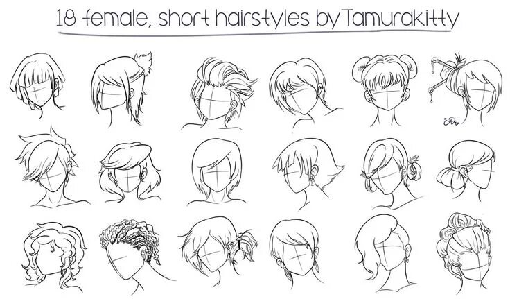 Прически для девочек туториал 18 female short hairstyles Short hair drawing, Hair sketch, Manga hair