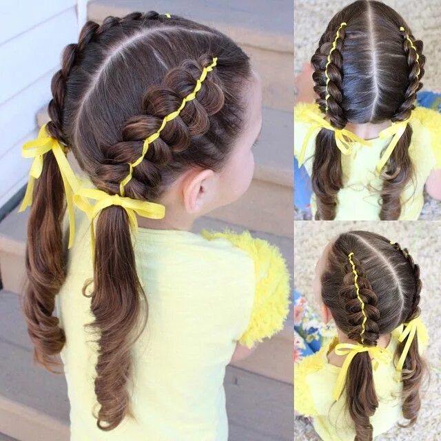 Прически для девочек в садик косички Chelsea on Instagram: "5 strand ribbon braids. Ribbon braids are always a favour