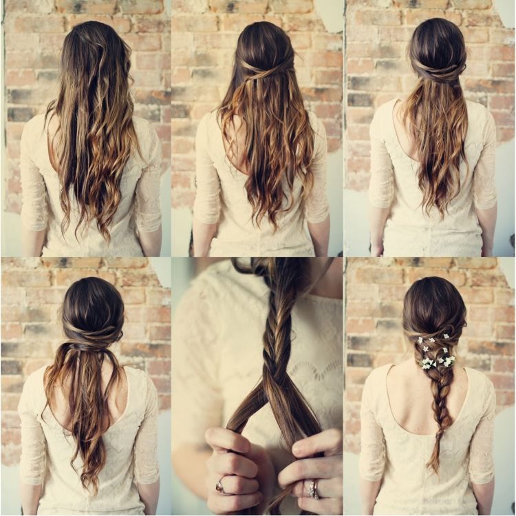 Прически для девушек на длинные легкие Couronne de fleurs cheveux pour une mariée romantique Romantic hairstyles, Long 