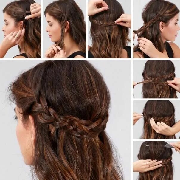 Прически для длинных волос на каждый день Braided crown hairstyles, Crown hairstyles, Braids for short hair