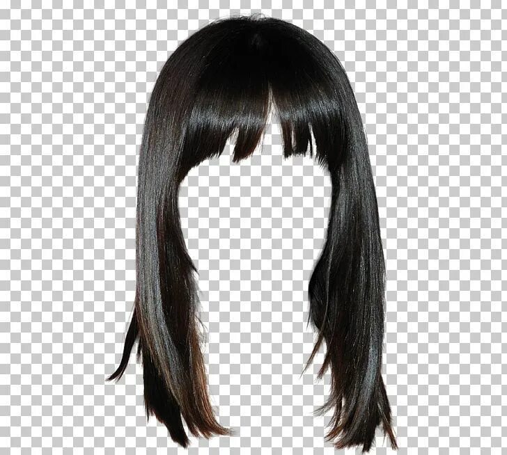 Прически для фотошопа женские Lace Wig Hairstyle Long Hair PNG - background black, bangs, barrette, black, bla