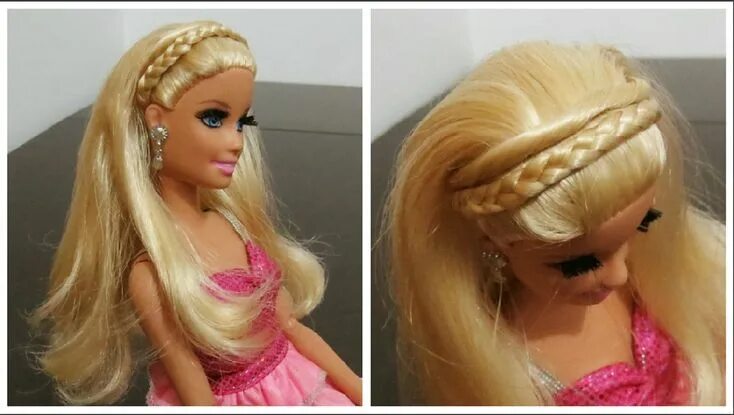 Прически для кукол с длинными волосами Penteado Barbie: "Tiara de Trança e Torcidinho" Penteados, Cabelo da barbie, Pen