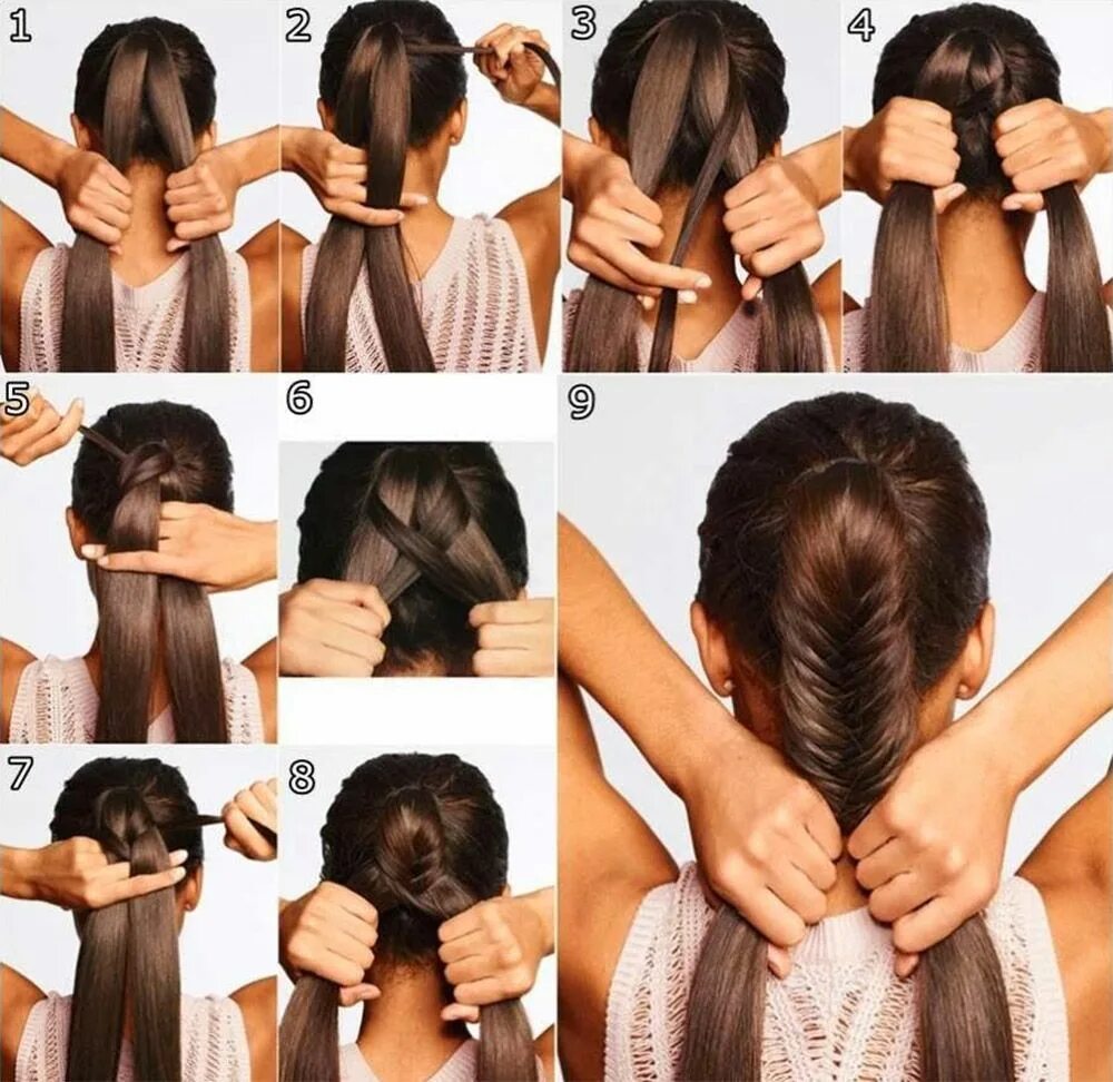 Прически для начинающих на своих волосах Acconciature Eleganti: Foto e Tutorial per imparare Hair braid diy, Fish tail br