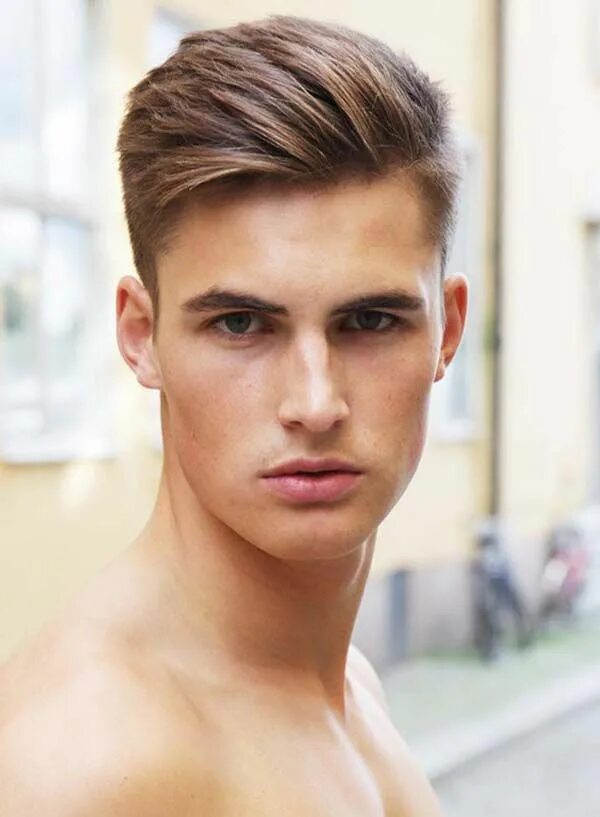 Прически для парней с длинной челкой Nice Brushed Up Haircut for Short Hair Oval face hairstyles, Mens haircuts strai