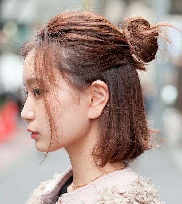 Прически для подростков девочек корейские Half up bun Medium hair styles, Medium length hair styles, Korean short hair