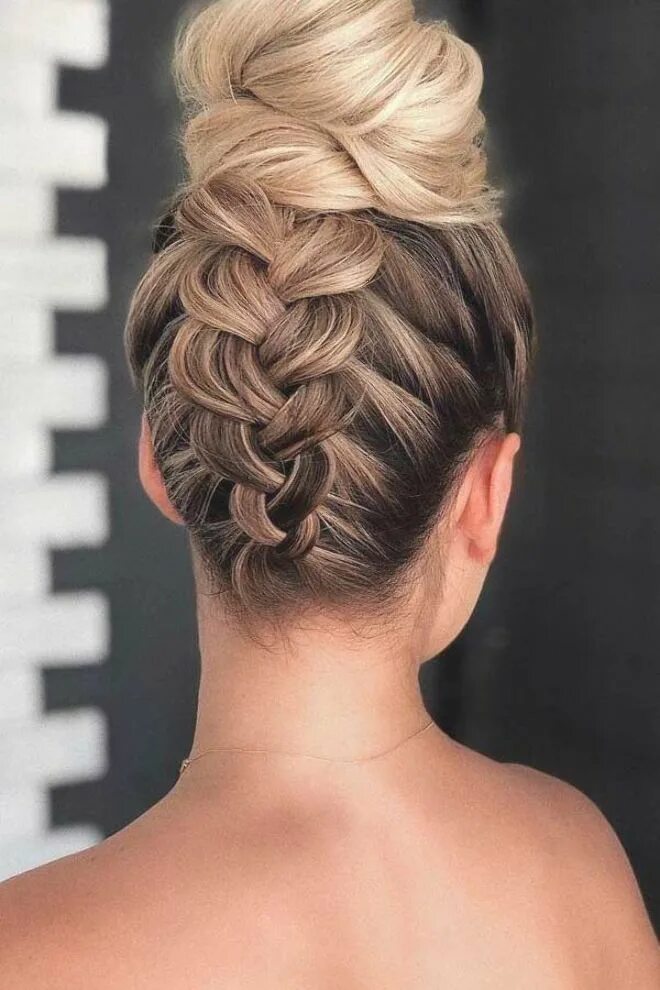 Прически для женщин плетение Braid Into High Bun #updo #mediumhair #hairstyles ❤ Check out these popular updo