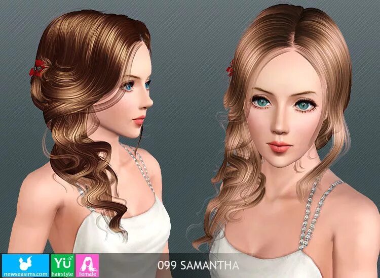 Прически для женских персонажей 099 Samantha - Romantic side hairstyle by NewSea - Sims 3 Hairs Sims hair, Side 