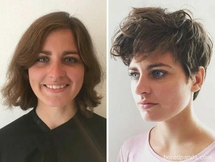 Прически до и после фото женщины Pin on Pixie Cut