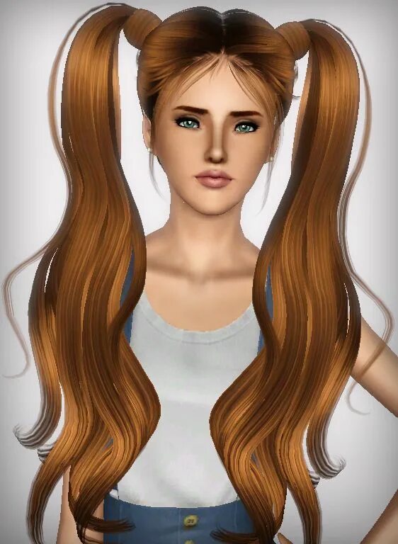 Прически два хвостика на длинные волосы NewSea`s Miku andSkySims 59 hairstyles retextured by Forever and Always for Sims