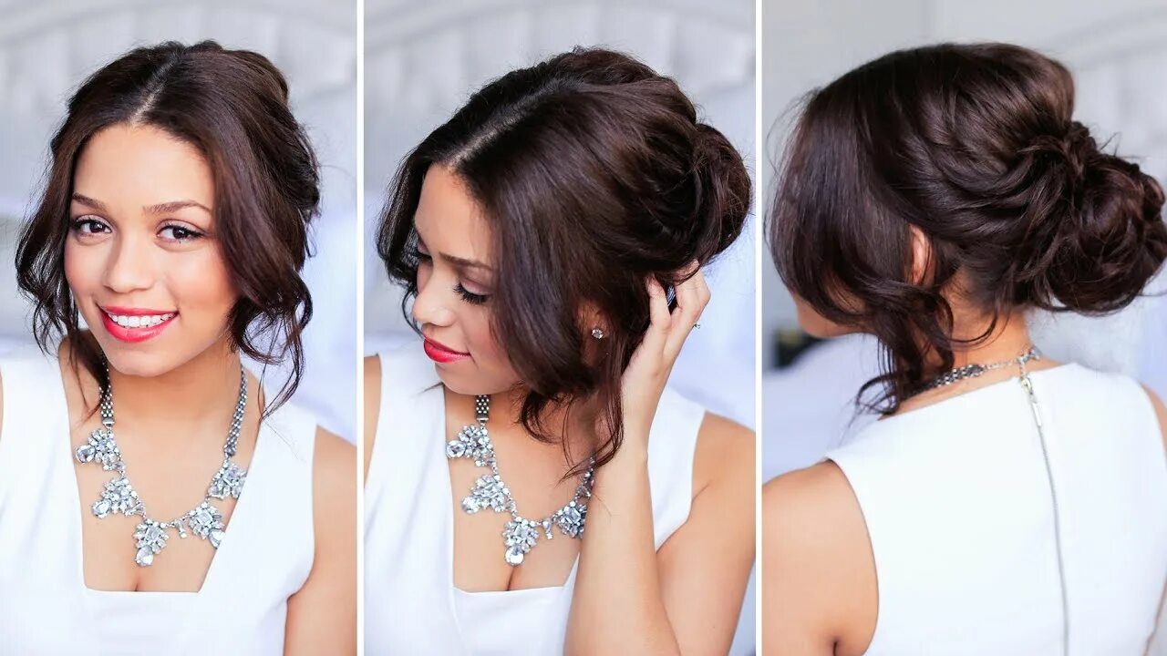 Прически фото спереди Twisted Updo Hairstyle - YouTube